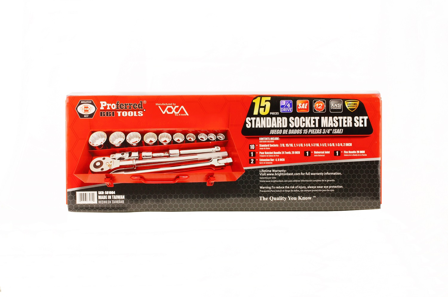 PROFERRED SOCKET MASTER SET 3/4'' DRIVE 15 PIECE SAE